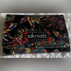 Sakroots Black Multi Colored Feather Wallet